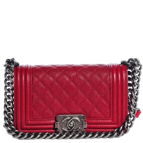 chanel boy bag caviar red